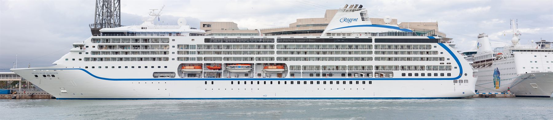 Regent Seven Seas Mariner docked at the cruise port in Barcelona